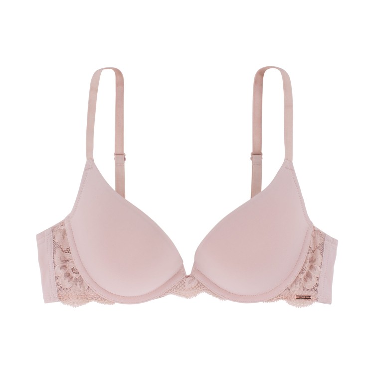 Biustonosz push up gładki pudrowo różowy