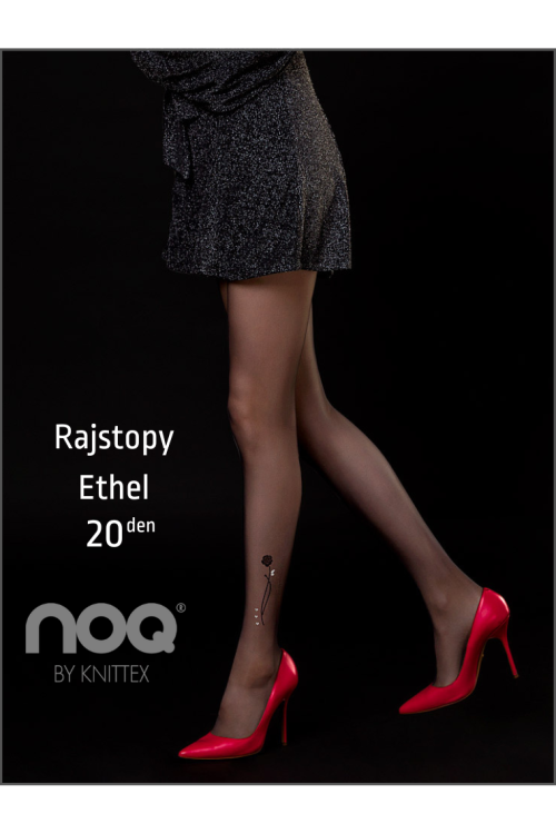 20 DEN Rajstopy transparentne z błyszczącym wzorem nad kostką Ethel