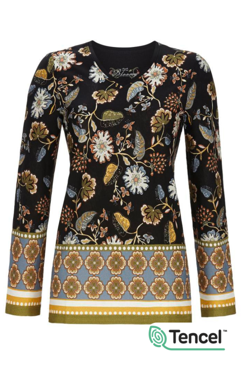 Bluzka damska z długim rękawem wykonana z połączenia z bawełny i Tencelu