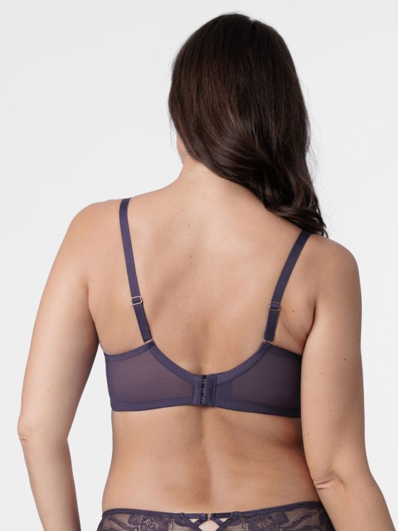Miękki biustonosz na fiszbinie w kolorze ciemnego fioletu na większe biusty