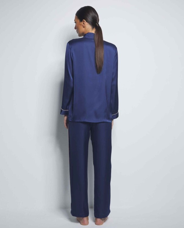 Satynowa piżama damska z koszulową górą/ rozpinana