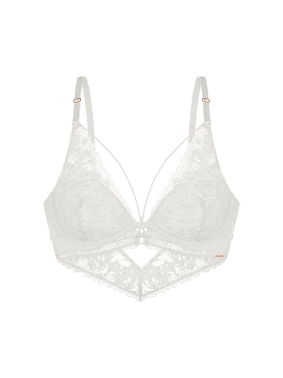 KIN Biustonosz braletka na fiszbinie lekko usztywniany z koronką kremowy