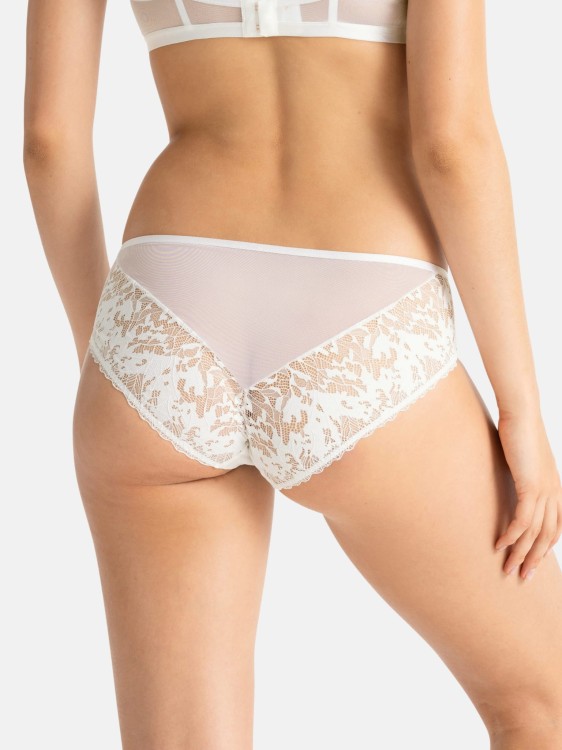 KIN Wysokie figi damskie koronkowe kremowe