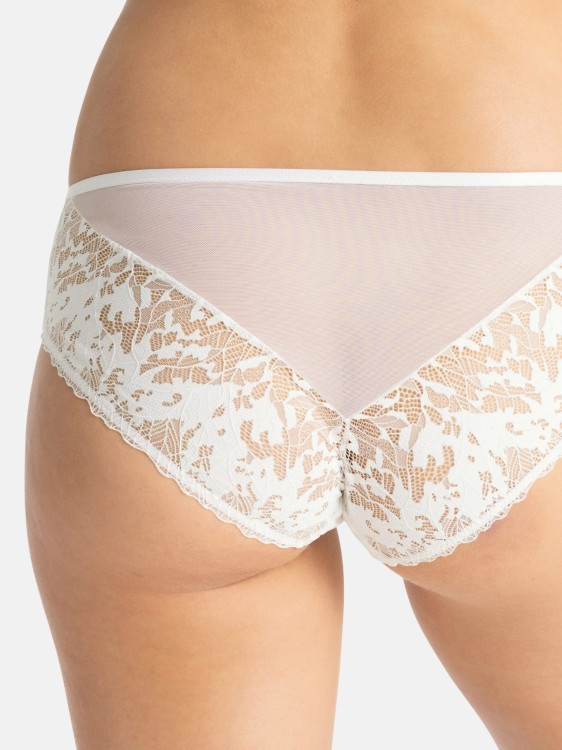 KIN Wysokie figi damskie koronkowe kremowe