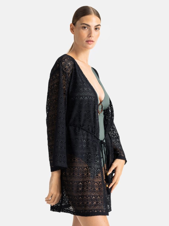 Czarna ażurowa narzutka plażowa