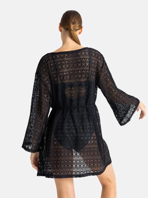 Czarna ażurowa narzutka plażowa