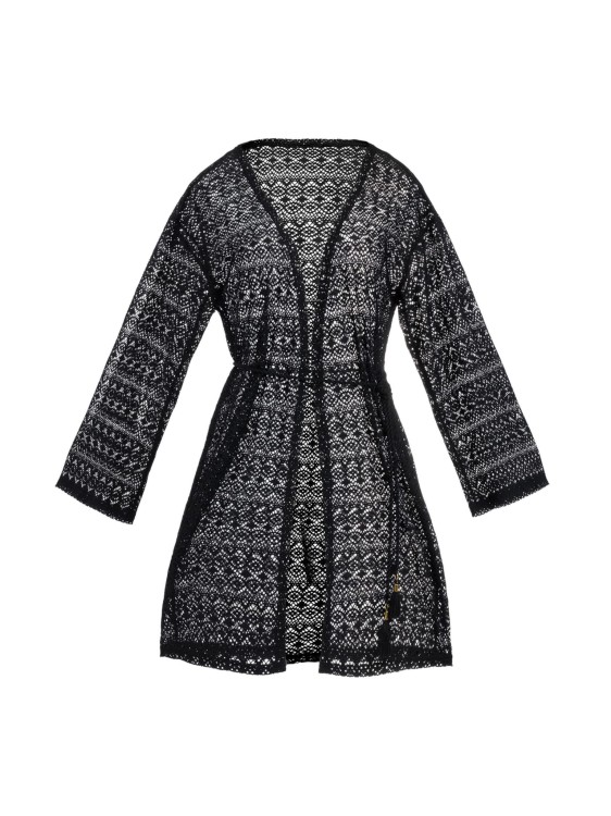 Czarna ażurowa narzutka plażowa