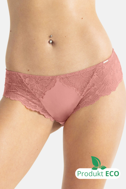 KIRA Pełne satynowe figi damskie z koronką