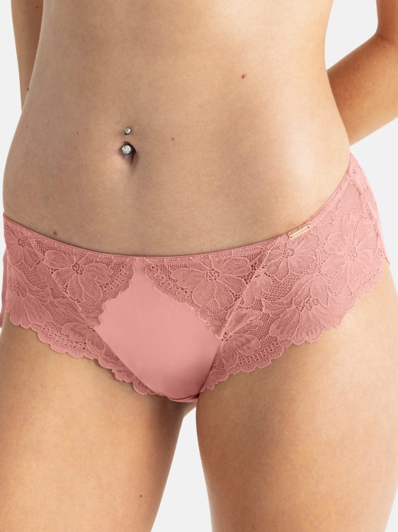 KIRA Pełne satynowe figi damskie z koronką