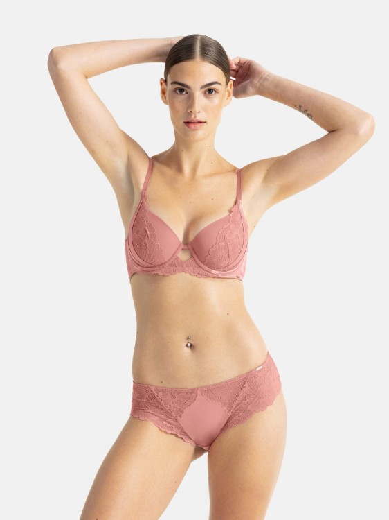 KIRA Pełne satynowe figi damskie z koronką