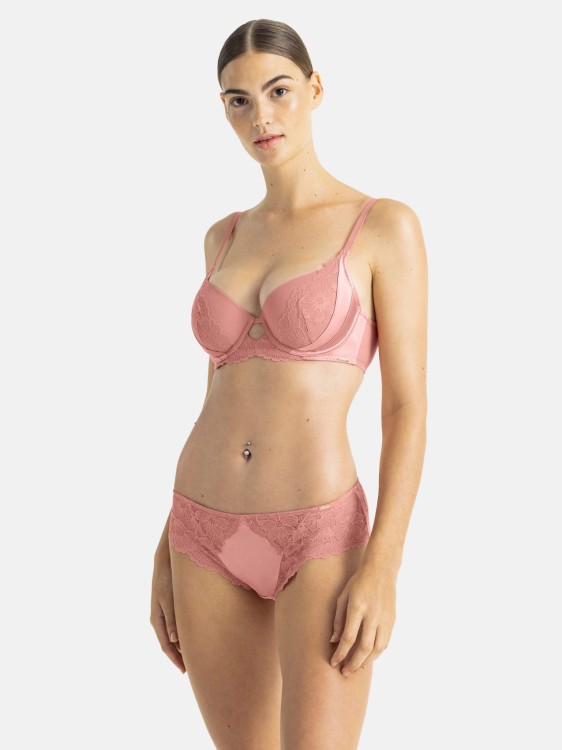 KIRA Pełne satynowe figi damskie z koronką