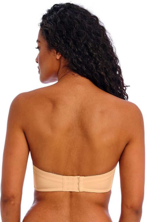 Biustonosz bardotka z odpinanymi ramiączkami i silikonem beżowa