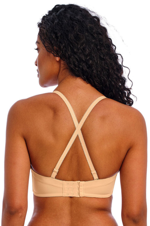 Biustonosz bardotka z odpinanymi ramiączkami i silikonem beżowa