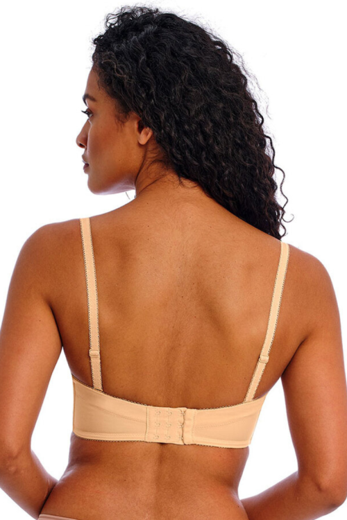 Biustonosz bardotka z odpinanymi ramiączkami i silikonem beżowa