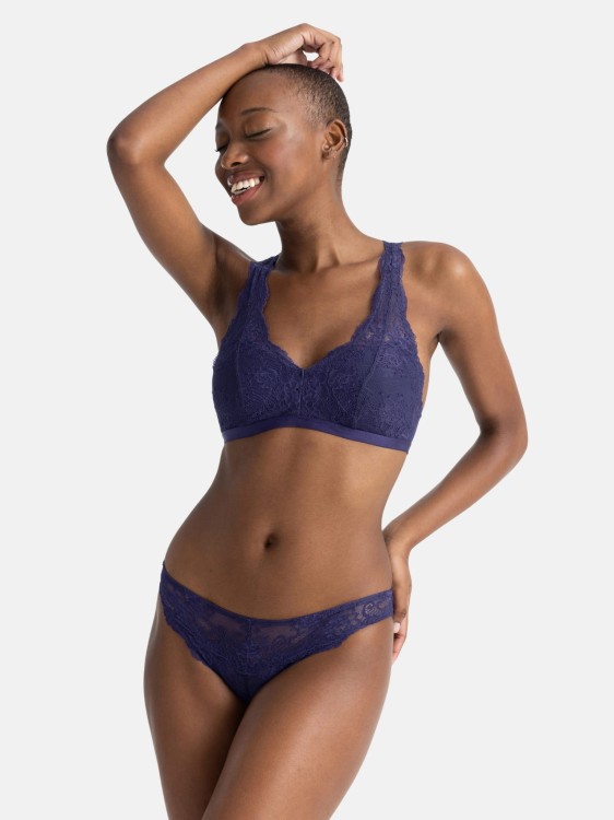 MAYA Biustonosz braletka bez fiszbin koronkowa granatowa