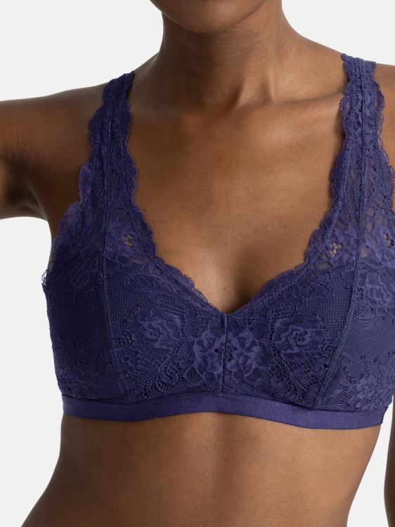 MAYA Biustonosz braletka bez fiszbin koronkowa granatowa