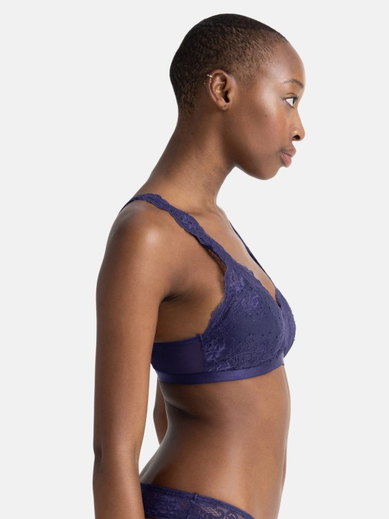 MAYA Biustonosz braletka bez fiszbin koronkowa granatowa