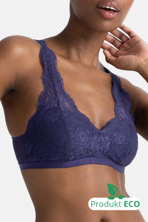 MAYA Biustonosz braletka bez fiszbin koronkowa granatowa