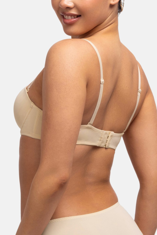 Biustonosz bardotka z odpinanymi ramiączkami i silikonem beżowy