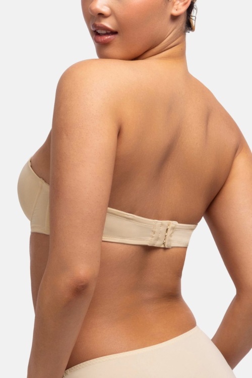 Biustonosz bardotka z odpinanymi ramiączkami i silikonem beżowy