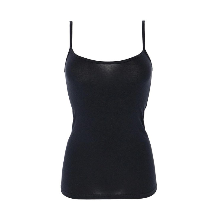 Podkoszulek bawełniany na wąskim ramiączku czarny