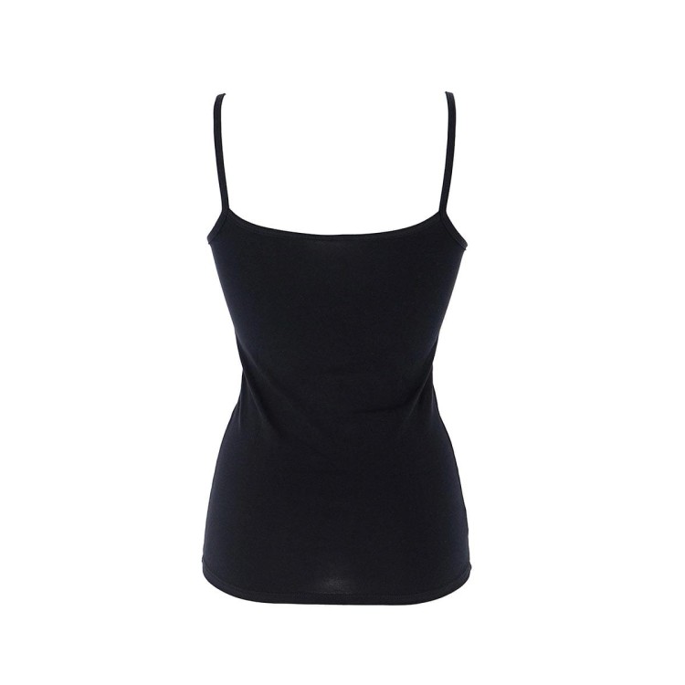 Podkoszulek bawełniany na wąskim ramiączku czarny