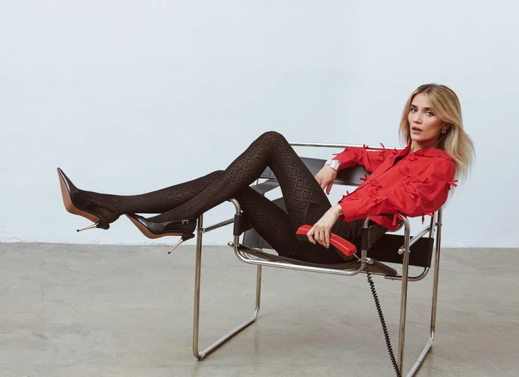 Czarne rajstopy ze wzorem Dafne