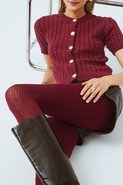 Rajstopy wzorzyste w kolorze bordowym Celest