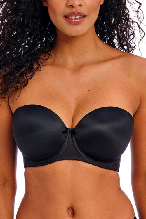 Biustonosz bardotka z odpinanymi ramiączkami i silikonem czarny