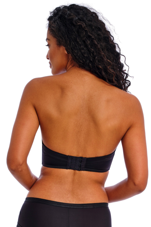 Biustonosz bardotka z odpinanymi ramiączkami i silikonem czarny