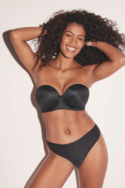 Biustonosz bardotka z odpinanymi ramiączkami i silikonem czarny