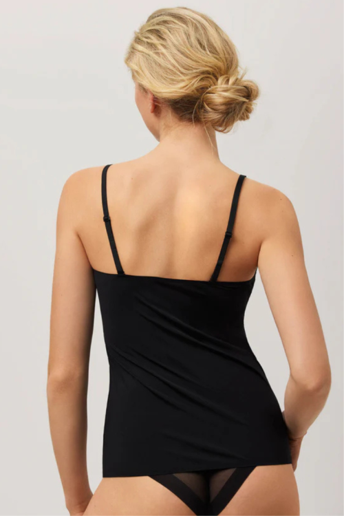 Czarny top damski z ozdobnym dekoltem