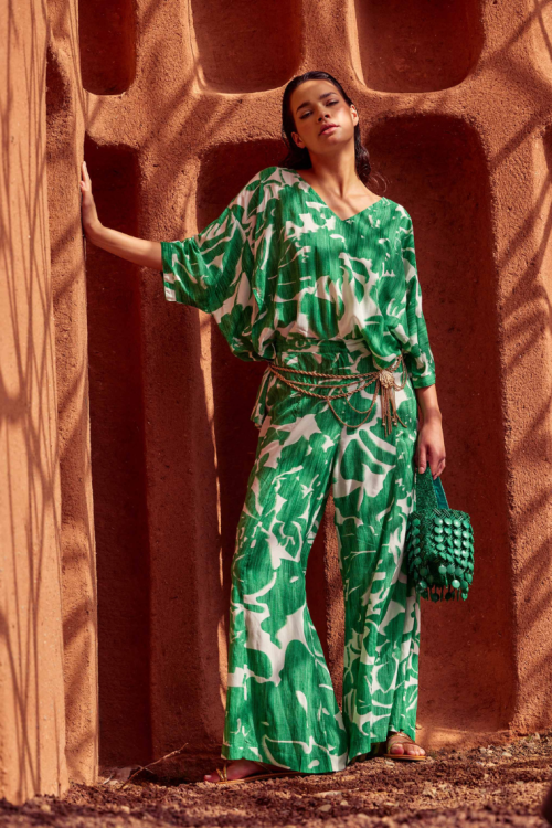 Letnie szerokie spodnie damskie z wiskozy