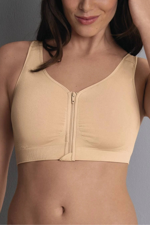 Biustonosz top zapinany przodem beżowy