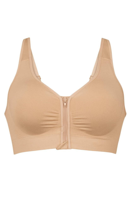 Biustonosz top zapinany przodem beżowy