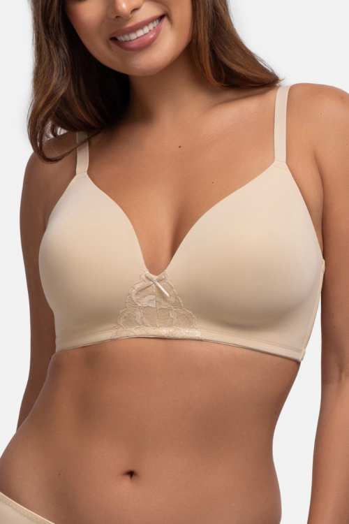 Usztywniany komfortowy biustonosz bez fiszbin beżowy