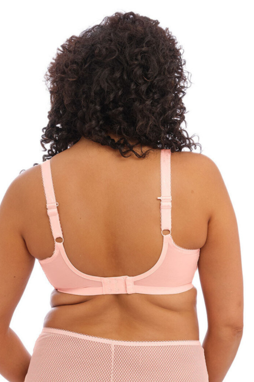 Miękki pudrowo różowy biustonosz na fiszbinie typu plunge