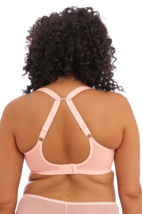 Miękki pudrowo różowy biustonosz na fiszbinie typu plunge