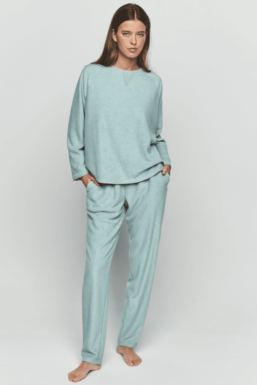 Ciepły komplet domowy damski lub piżama zielona