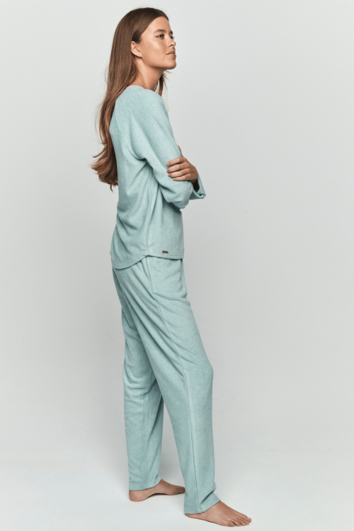 Ciepły komplet domowy damski lub piżama zielona