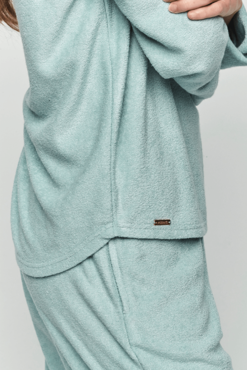 Ciepły komplet domowy damski lub piżama zielona