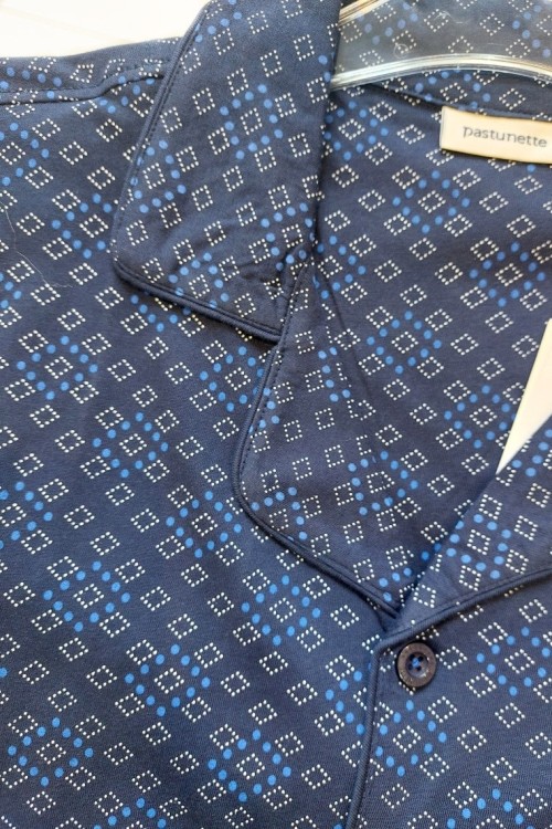 Elegancka rozpinana piżama męska granatowa