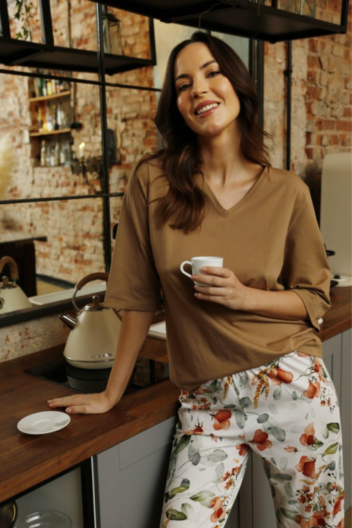 Elegancka piżama bawełniana z rękawem 3/4