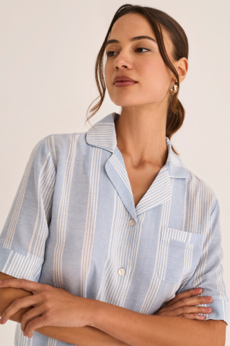 Wiskozowa letnia piżama damskaz krótkim rękawem błękitna