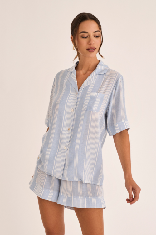 Wiskozowa letnia piżama damskaz krótkim rękawem błękitna