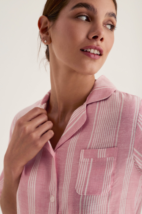 Różowa piżama damska z wiskozy/ letni komplet homewear