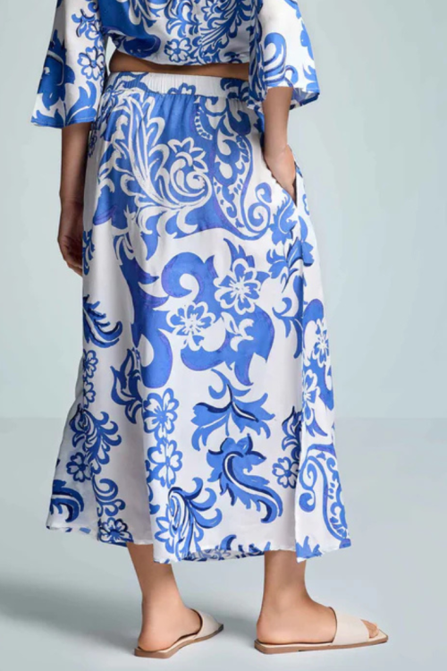 Wiskozowa spódnica maxi ze wzorem