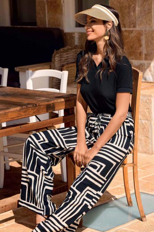 Luźne spodnie damskie z ryonu