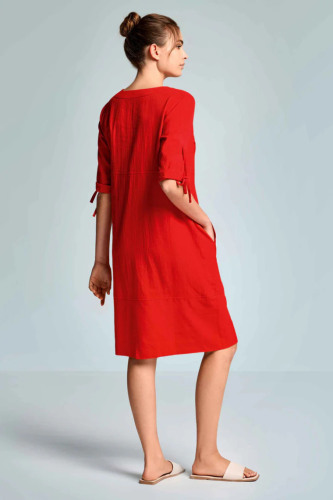 Sukienka midi z bawełny i lnu