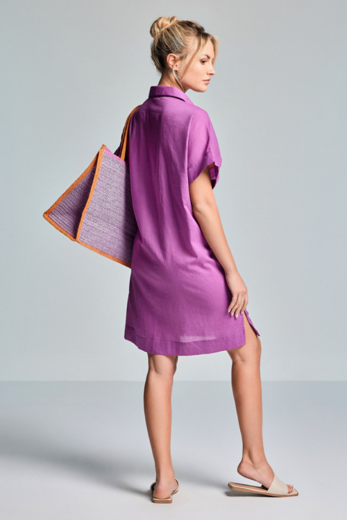 Bawełniana sukienka koszulowa z krótkim rękawem